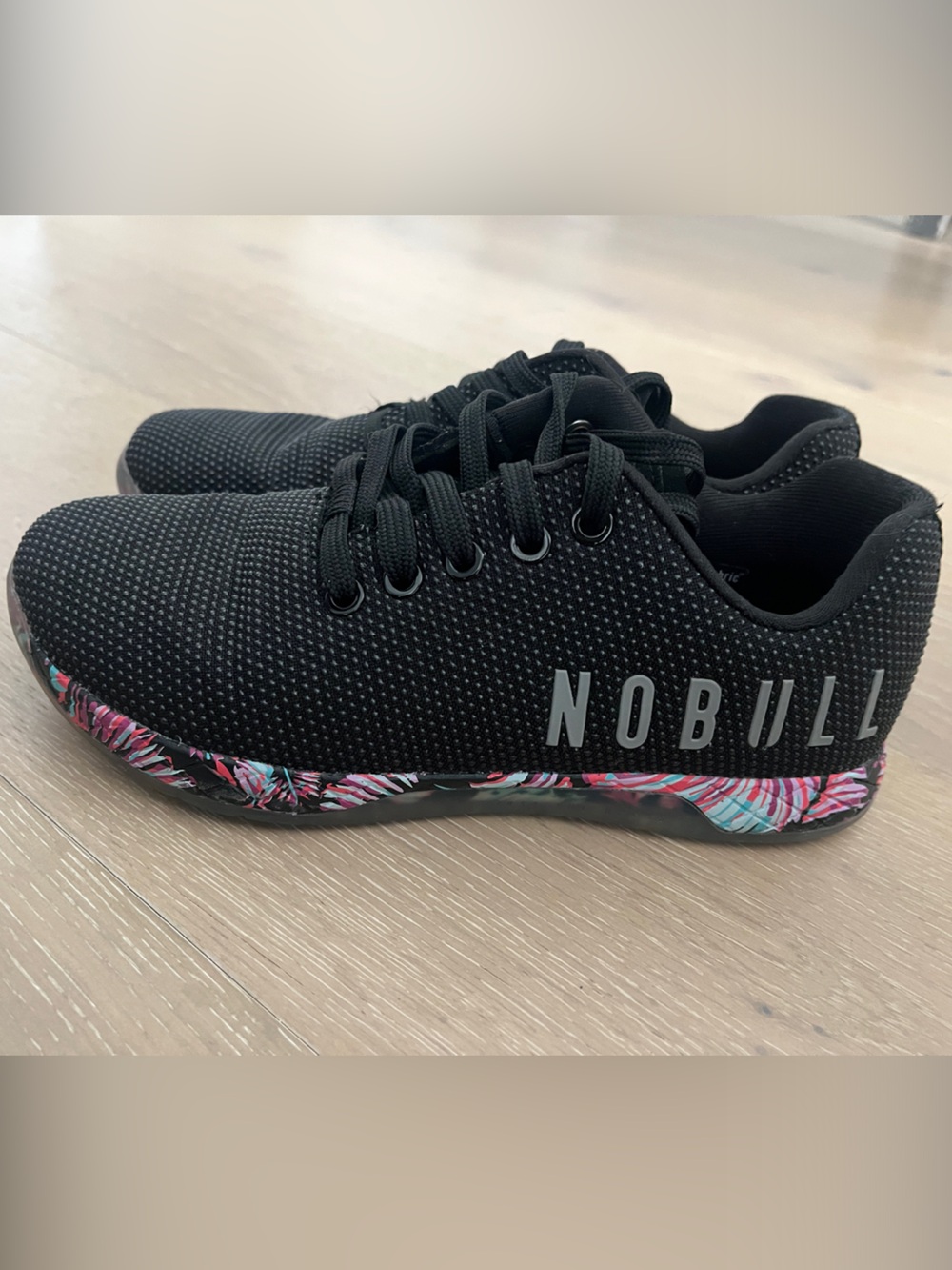 NOBULL Black Athletic Shoes with Multicolor Floral Sole